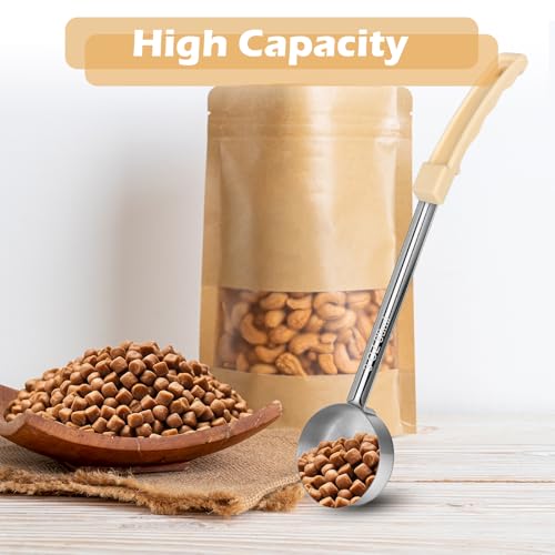 2 Pcs Dog Food Scoop 1/3 Cup Stainless Steel Dog Food Measuring Cups Long Handled Scoop for Dogs Cats Birds and Rabbits Food(1/3 CUP) - size: 1/3 CUP