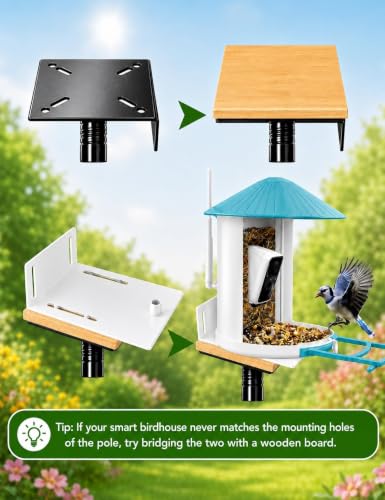 Bird Feeder Pole with Squirrel Baffle, 76 Inch Heavy Duty Bird House Pole Stand, 1-Inch Diameter Outdoor Pole Mount for Bird Houses & Hanging Feeders