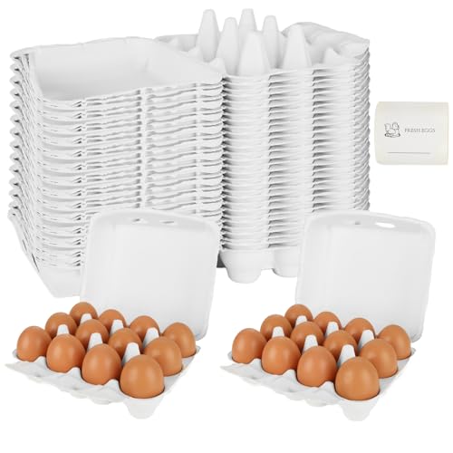 30 Pack Egg Cartons 12 Count, 3x4 Egg Cartons Cheap Bulk Holds Up to 12 Eggs, Sturdy Design Made from Recycled Cardboard