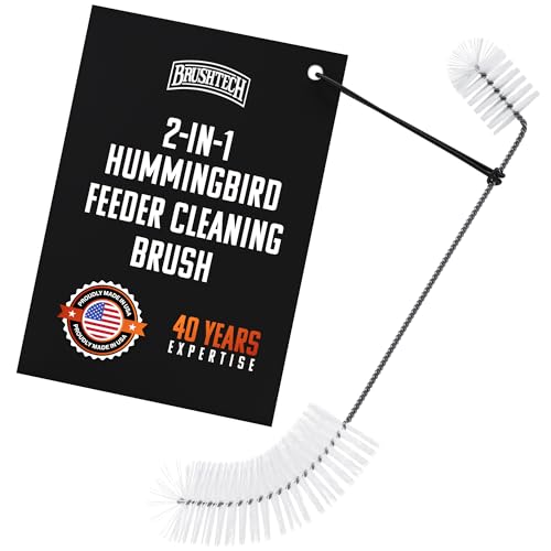 Brushtech 2-in-1 Hummingbird Feeder Brush - Dual-Head, Ergonomic (White) | Dual-Head Cleaning, Large Head for Nectar Bottles & Small Head for Socket Cleaning, Galvanized Steel & Plastic Construction - style: Dual Head