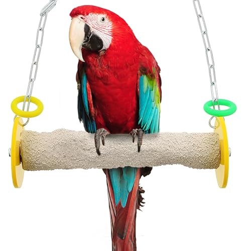 Sweet Feet and Beak Roll Bird Swing X-Large, Outdoor Pedicure Perch, Yellow | Ceiling Mount, 11" Outdoor Bird Perch with Break Plastic Ends and Rings, Feet and Muscle Stimulation, Available in 5 Sizes - color: Yellow, size: 11.5" XLarge