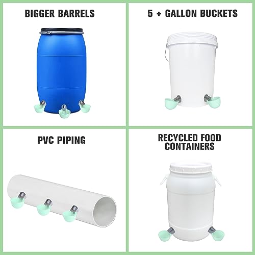 (4 Pack) Chicken Water Cups Feeder, Automatic Chicken Waterer, Anti-Leak System, Holds 50% More Water, Suitable for Chicks, Chicken, Duck, Quail, Turkey - size: 4