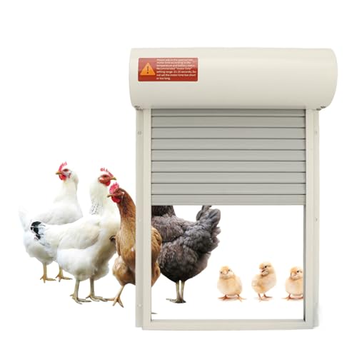 Automatic Chicken Coop Door Opener Battery Powered Timer LED Display with Programmable Controller for Chicken Duck Goose Poultry Coop (White) - color: White