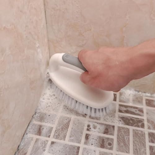 Heavy Duty Scrub Brush with Stiff Bristles 2 Pack Gray | Scrub Brushes for Cleaning Bathtub Scrubber Cleaning Brush for Bathroom, Shower, Kitchen, Sink, Carpet, Floor - color: Gray