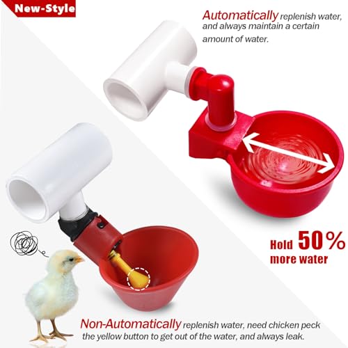 Chicken Water Cups for PVC with Tee (16 Pack), Automatic Chicken Waterer Kit for Poultry, DIY PVC Water Feeder for Chicken/Duck/Quail/Turkey - size: 16-Pack