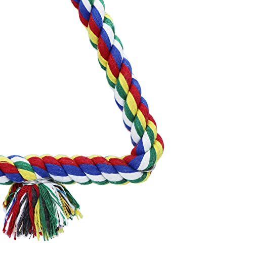 Bird Triangle Rope Swing Colorful Perch Chewing Toy for Parrots Budgie Parakeet Cockatiel Cockatoo (S) - size: S