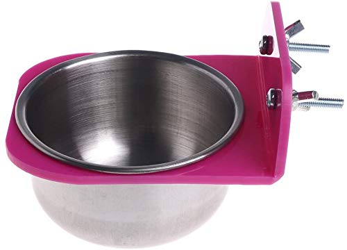 Bird Cage Feeder Cup Stainless Steel Food Water Feeding Bowl Cup with Plastic Holder Cage Accessories for Small Parakeet Budgie Cockatiel Lovebird Conure Pet Supplies (L)