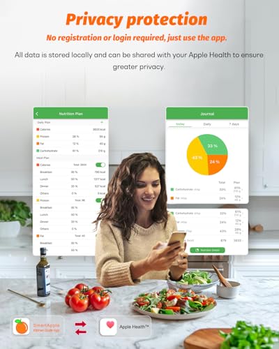 Smart Food Scales, 1g Resolution Max 5kg 11Ibs, Stainless Steel | Digital Kitchen Scale with Nutritional Calculator, Smartphone App, 26 Nutrients Tracking, for Cooking, Baking, Meal Prep - color: Grey