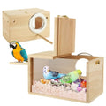 QTLCOHD 2 Pack Parakeet Nesting Box, Natural Wood Breeding Box | with Transparent Acrylic Window, Bird Nesting Box for Parakeets, Lovebird, Cockatiels, Conure