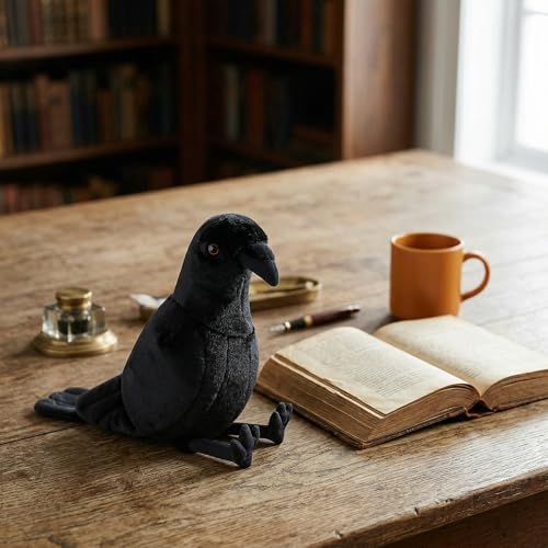 Crow Plush Toy - Realistic 12inch Black Crow Halloween Stuffed Animal, Cute Little Bird Raven Plush as Gift for Your Friends - style: Black Crow