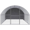 Galvanized Steel Chicken Coop 9.8x19.7x6.6 ft Outdoor Enclosure for Hens, Ducks, and Small Animals with Polyethylene Roof - size: 118.1" x 236.2" x 78.7"