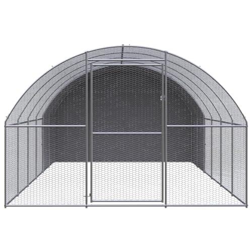 Galvanized Steel Chicken Coop 9.8x19.7x6.6 ft, Large Outdoor Enclosure for Hens Ducks, Wire Mesh Chicken Run with Water-Resistant Polyethylene Roof - color: Original-A, size: 9.8"L x 19.7"W x 6.6"H