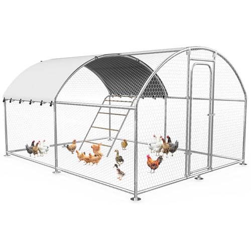 13.1x9.8 FT Large Metal Chicken Coop, Walk-in Poultry Run Enclosure | Weatherproof Cover, Reinforced Metal Frame, Walk-in Chicken Run, Outdoor Poultry Cage for Hens Ducks Rabbits - size: 157.1"L x 118"W x 78"H
