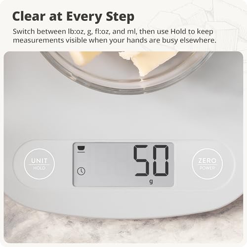 Greater Goods Food Scale, Slim & Compact Build, 1g Precision (Ash Gray) | Digital Kitchen Scale for Cooking, Meal Prep & Portion Control, Tare, Auto Shut-Off, g/oz/lb/ml Conversion & Calorie Tracking - color: Ash Gray