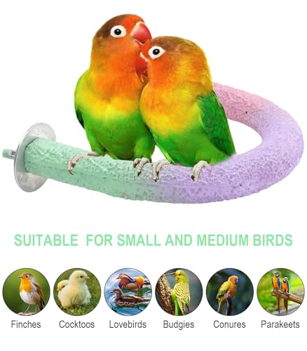 U Shape Parrot Perch Cage for 4cm Large Pad Fits Bird perches | Fits Horizontal Vertical Bars Washable Colorfast Resin Perch for Budgies, Cockatiels to Trim Nails Beak Naturally