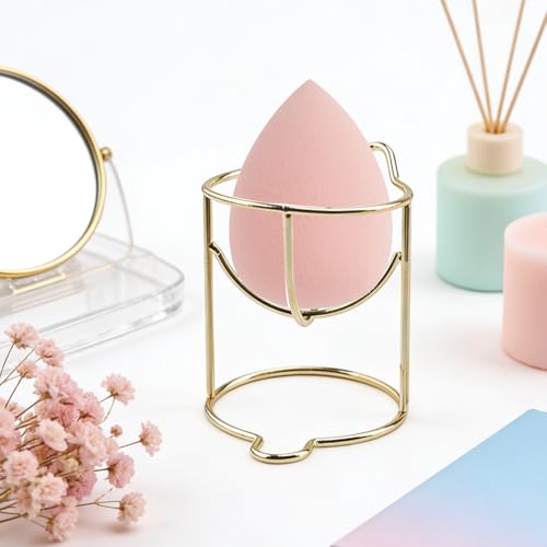 1 Pcs Makeup Puff Holder, Drying Egg Tray, Beauty Sponge Storage Rack, Cute Shape, Wet and Dry Use Beauty Tool, Gold Plated Cat Design Cosmetic Organizer for Makeup Sponges, Puffs, Cushion Puffs