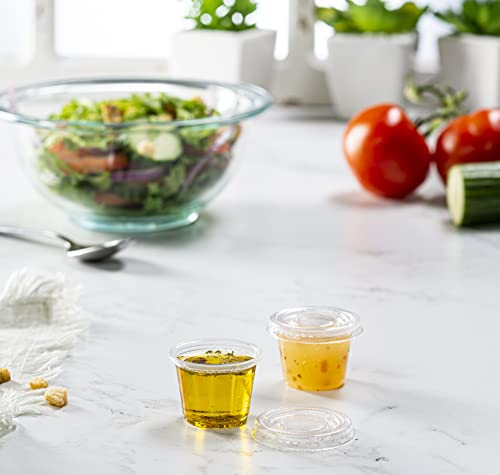 (1 oz - 100 Sets) Clear Diposable Plastic Portion Cups With Lids, Small Mini Containers For Portion Controll, Jello Shots, Meal Prep, Sauce Cups, Slime, Condiments, - color: Clear, size: 1 Ounce