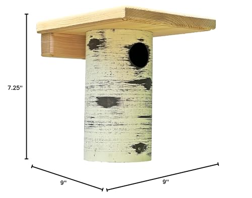 DutchCrafters Cedar Wood Pole Mount Gilbertson Bluebird House with Removable Base, Weatherproof Wooden Birdhouse Blue Bird Nesting Box for Outdoors - color: Natural