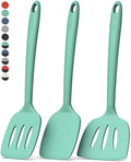Coukre 3 Pack Silicone Spatula Set, Heat Resistant to 500°F, BPA-Free | Fish Spatula, Solid & Slotted Turners, Dishwasher Safe, Spatula Set for Eggs, Pancakes, Fish & Burgers, PureAquaGreen - color: PureAquaGreen