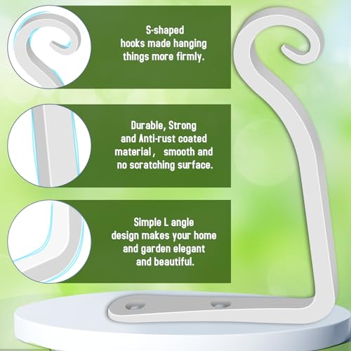 Hand-Forged Hanging Plant Bracket Iron Wall Hook for Hanging Plant,Bird Feeders, Wind Chimes, Flower Baskets, Lanterns, Yoga Mat, Indoor/Outdoor Use 6 Inch 2 Pack, White - color: White, size: 6 Inch