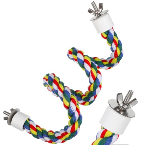 Hemobllo Parrot Cotton Rope Perch 23.62 Inch Bird Rope for Cages Climbing and Chewing Toy Standing Station for Parakeets Balance Training Exercise and Boredom Relief - size: 60cm