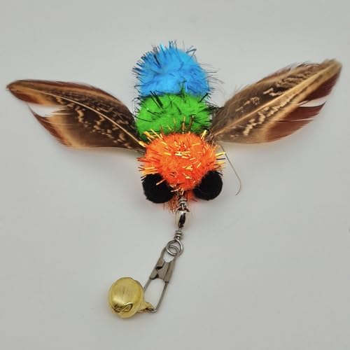 miwoowim 6PCS Bee Feather Cat Wand Refills, Interactive Teaser Replacements | Insect Attachments,Adorable bee design with natural feather wings. Fits standard wands. Promotes pouncing & jumping play. - color: 6 yellow bees