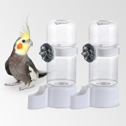 2 Pcs Automatic Pet Bird Water Feeder, Water Dispenser for Cage, Bird Cage Suspended Automatic Water Dispenser, Parrot Feeders for Parakeet Budgie Cockatiel Lovebirds Canary Finch - size: 2PCS 140ml