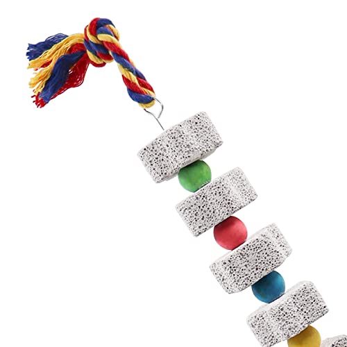 2 Pack Large Bird Chewing Toy, Parrot Beak Grinding Calcium Stone with Bells, Bird Cage Accessories, Cage Toys for Cockatiel Parakeet Parrot Budgies Rat Hamster Chinchilla Rabbit Bunny African Grey - color: White, size: 13.77 inch Long