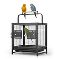 19-Inch Wrought Iron Bird Cage, Travel Carrier for Small Birds, Parrot Cage with Removable Tray & Wooden Perch, Ideal for Parakeets, Cockatiels, Lovebirds, Conures, Budgies, Canaries, Pigeons