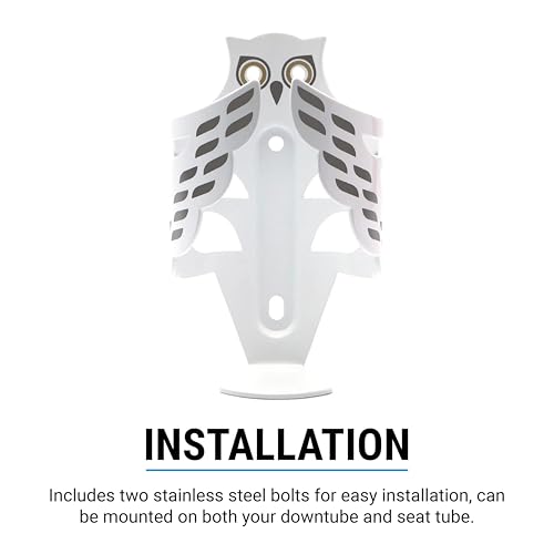 Portland Design Works Water Bottle Cage - Lightweight Water Bottle Holder for Bikes, Owl Cage, Snowy Owl - style: Owl Cage- White Snow
