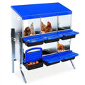 Chicken Nesting Boxes, Heavy-Duty 8-Compartment Metal Chicken Nesting Box – Removable Tray, Ventilation Holes, Easy Egg Collection, Rustproof Galvanized Steel - Blue - 6 - Slot - with Legs - color: Blue, size: 6 - Slot - With Legs