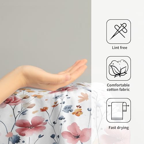 Watercolor Flowers Hand Towels, 14x28 Inch Pink Blue Floral Butterfly Botanical Absorbent Soft Dish Washing Cloth Face Tea Towels for Kitchen Bathroom Gym Hotel Spa Decor - color: Pink Blue Flowers