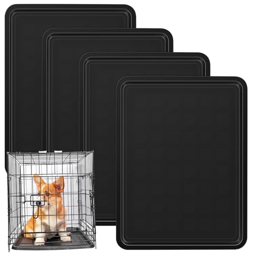 Suzile 4 Pack Heavy Duty Dog Crate Replacement Tray for 42 Inch Wire Dog Crates, Leakproof Plastic Kennel Pan, Thickened Cage Floor Liner, Easy Clean Crate Pan Replacement for Pets, Multipurpose Tray