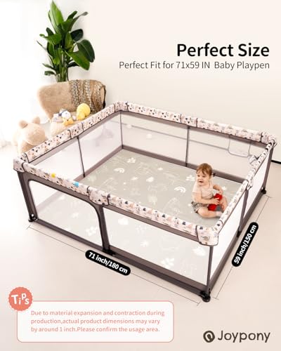 Joypony Baby Play Mat, 71x59 Inch Foldable Play Mats for Babies and Toddlers, Waterproof & Anti-Slip Portable Foam Floor Mat for Tummy Time with Travel Bag Indoor Outdoor - size: 59x71x0.4 Inch