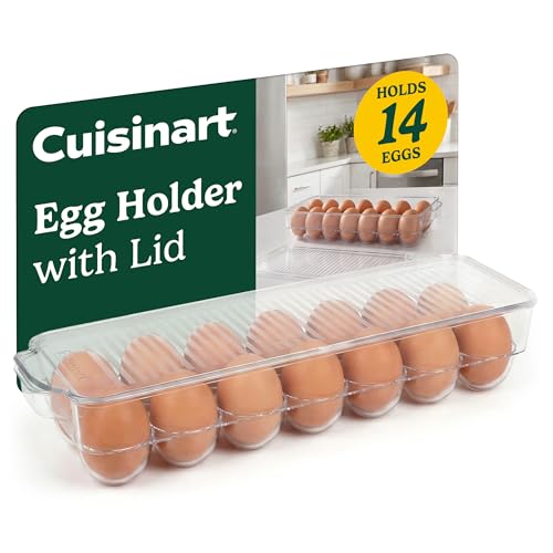 Best Brands Cuisinart Egg Holder for Fridge, Holds 14 Eggs, Stackable | Clear BPA-free plastic with fitted lid, fits standard refrigerator shelves, replaces flimsy cartons, hand wash only - color: 14 Eggs