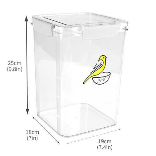 Bird Seed Storage Container-Airtight Bird Food Container-8.4lb/5 l Pet Food Storage Containers with Birds Seed Scoop-Wild Birds Dispenser-forPet Parakeets Finches Food Mealworms/Clear - size: 5L
