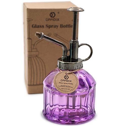Glass Watering Spray Bottle,Plant Mister watering can indoor with Bronze Plastic Top Pump, Glass Small Watering Can for Garden, Plants, Cleaning (Purple) - color: G-Purple