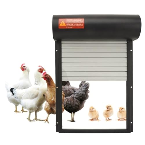 Chicken Doors Grey Solar Powered Time Control Programmable Automatic Chicken Coop Door with LED Display Controller for Farm Poultry Protection Iron Material 37x25cm