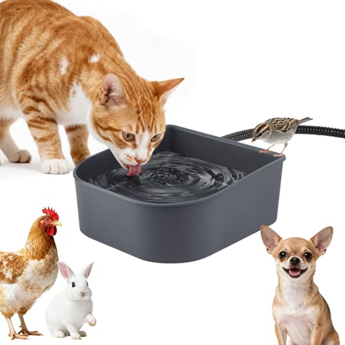 Heated Water Bowl for Cats Rabbits, Hanging Dog Heating Dish for Cage Kennel Anti-Freeze, No Spill Heated Bowl for Rabbits Chickens Birds Small Animals, Indoor/Outdoor Use, 1L - size: 1 L
