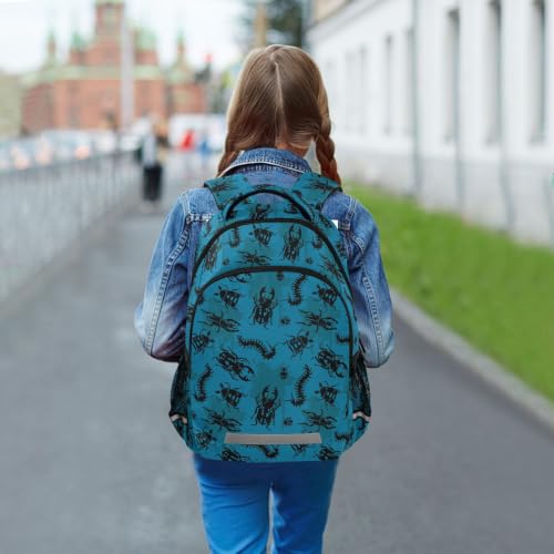 Kids Bugs Backpack for Boys Girls School Bags | Elementary Middle, Travel Daypack Lightweight Waterproof with Reflective Strip - color: Bugs 02