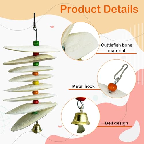 3 Pack Bird Chewing Toy Cuttlebone,Parrot Toy Bird Beak Grinding Stone Parakeet Cage Accessories for Small & Medium Budgies Lovebirds Cockatiels (Flake,8 Per Skewer) - size: 8 Flake-like