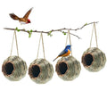 WDEFUN Humming Bird Houses for Outdoor Hanging, Natural Grass Bird Hut,Hand Woven Hummingbird Nest,Wren Finch Bird House for Garden Window Outdoor Home 4 Pack - size: ball shape 4 pcs