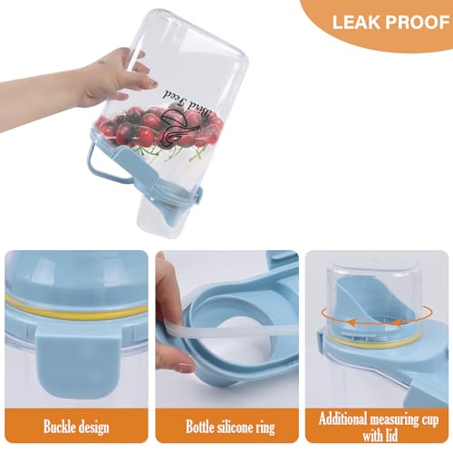 Bird Seed Storage Container Portable-3 Qt/2.8 L Clear Plastic Pet Food Container-with Measuring Cup,Airtight Wild Bird Seed Dispenser for Storing Sunflower Seed|Squirrel proof|BPA Free-Blue - color: Blue(Bird)