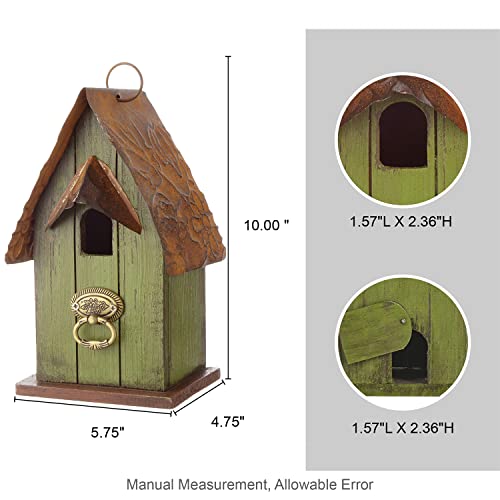 Glitzhome Bird Houses for Outside,10" H Rustic Wooden Bird House Garden Distressed Decorative Birdhouse for Outdoors, Hanging Birdhouse for Bluebird Hummingbird Wren Finch Cardinals Cedar - color: 10"H Rustic Garden