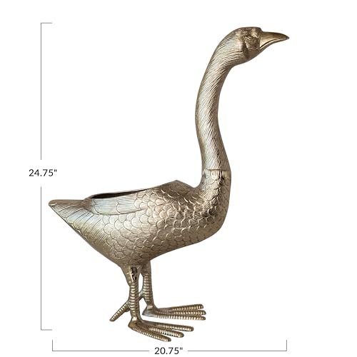 Creative Co-Op Cast Aluminum Goose Shaped Planter Container with Sculptural Farmhouse Silhouette, Gold Finish