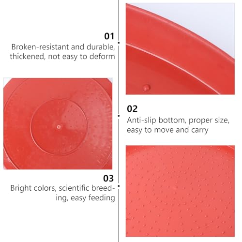 Angoily 2pcs Chick Appetizer Plate Chicken Feeder Plastic Trays Chick Feed Freeze Proof Chicken Waterer Goose Waterer Plastic Hen Feed Tray Fodder Plate Fodder Trays Poultry Feeder Red