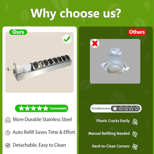 Automatic Chicken Waterer Stainless Steel Poultry Fountains Chicken Waterer System Water Dispenser Waterer Float Controlled for Duck Goose Pigeon Quail
