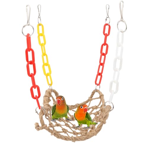 Hypeety Hanging Hemp Rope Hammock Swing for Bird Parrot Cockatoo Budgies Parakeet Cockatiel Lovebirds Cage Perch Swinging Training Toys - color: Rope Hammock