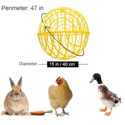 15" Ball-Shaped Movable Chicken Coop,Pigeon Rabbit Duck Safe Walking Net,Preventing Trampled by Horse,Predation by Eagles, Wolves,Dog Bites. Pet Removable Prevent Harassment Safety Hutch - color: Yellow