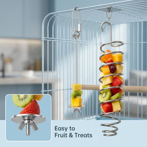 4PCS Millet Holder, Bird Foraging Feeder Set for Small to Medium Birds, Includes 2 Millet Holders and 2 Fruit Forks